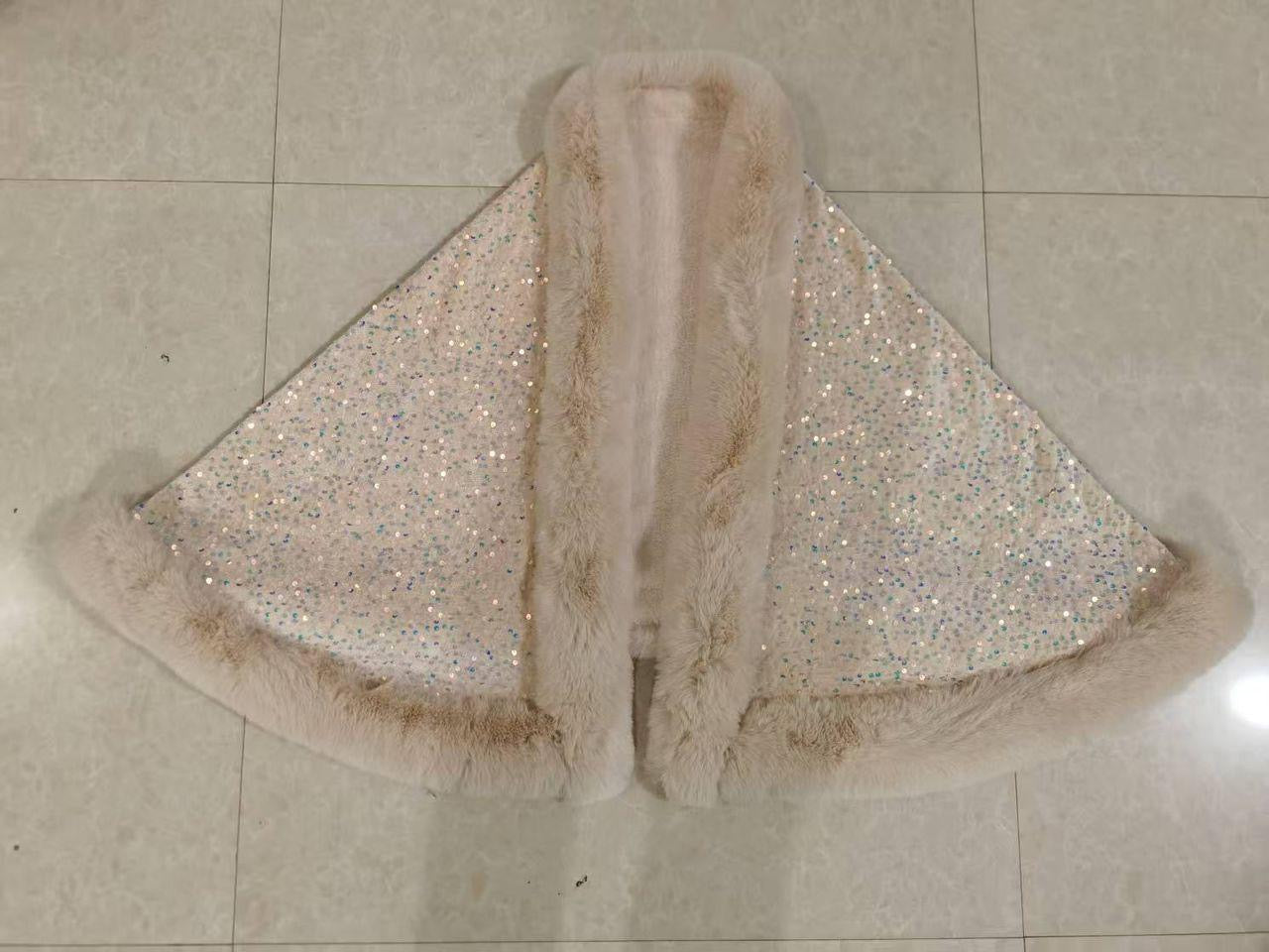 Elegant Black Winter Shrug with Faux Fur Trim – Warm Thread