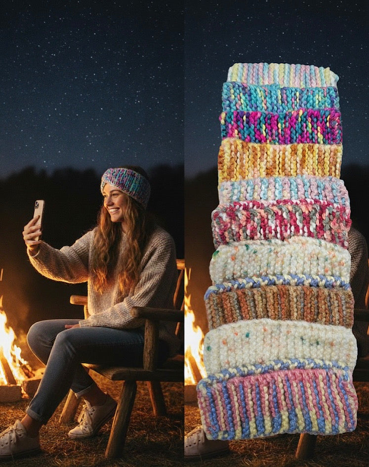Handmade Multicolor Knitted Woolen Headbands – Winter Ear Warmers (Set of 6)
