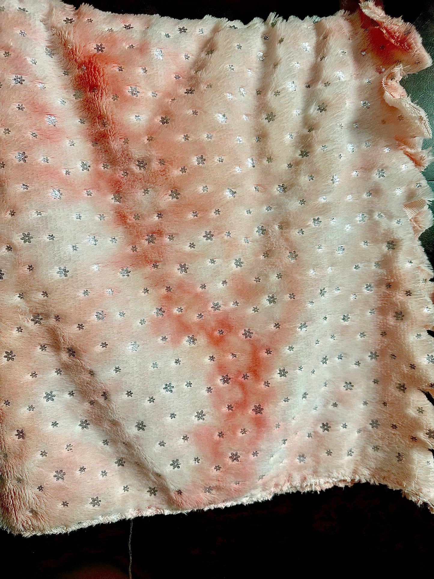 Soft Pink Fluffy Shawl with Silver Star Pattern – Cozy Winter Wrap