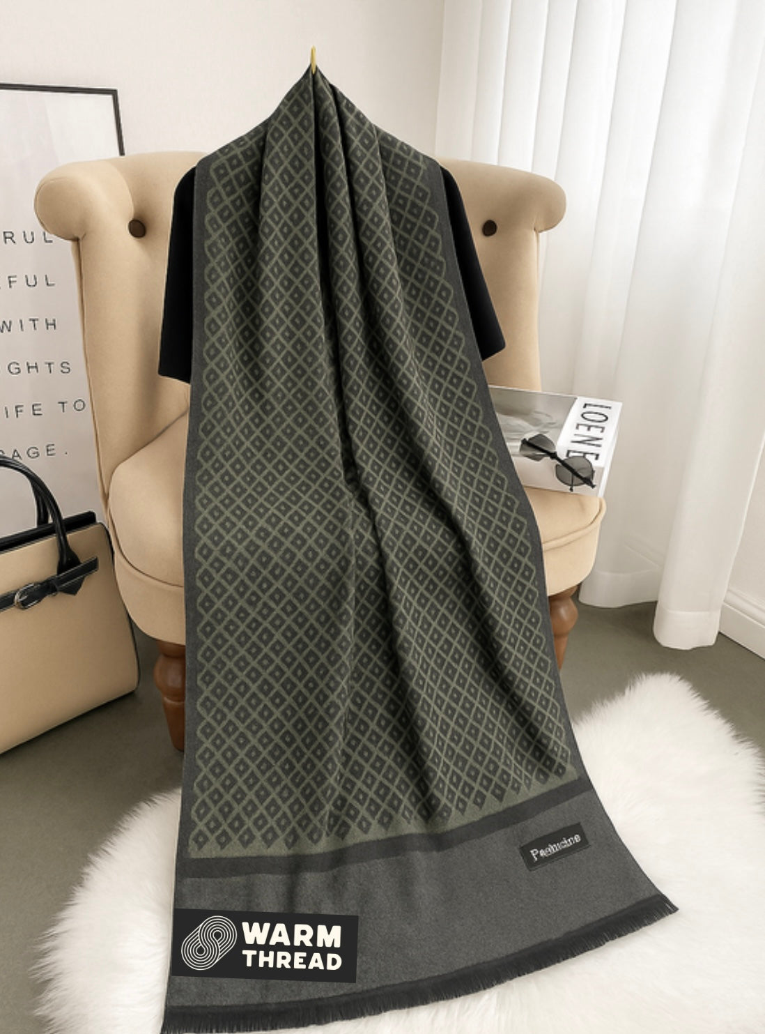 Warm Thread Premium Patterned Winter Scarf – Unisex Soft Wool Blend