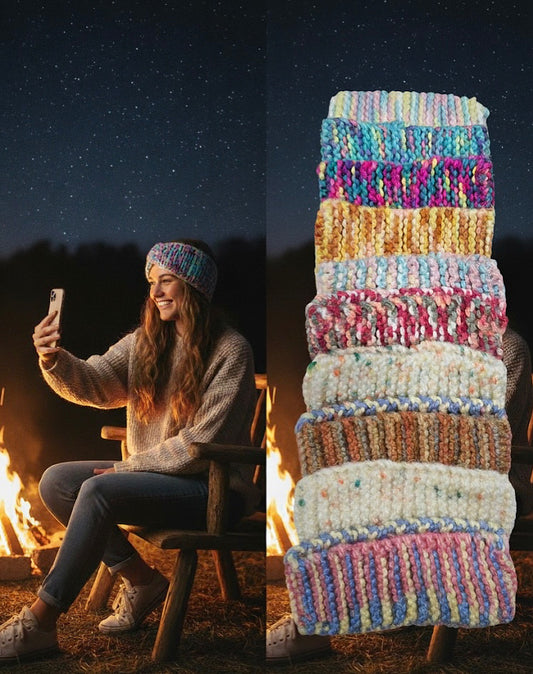 Handmade Multicolor Knitted Woolen Headbands – Winter Ear Warmers (Set of 6)