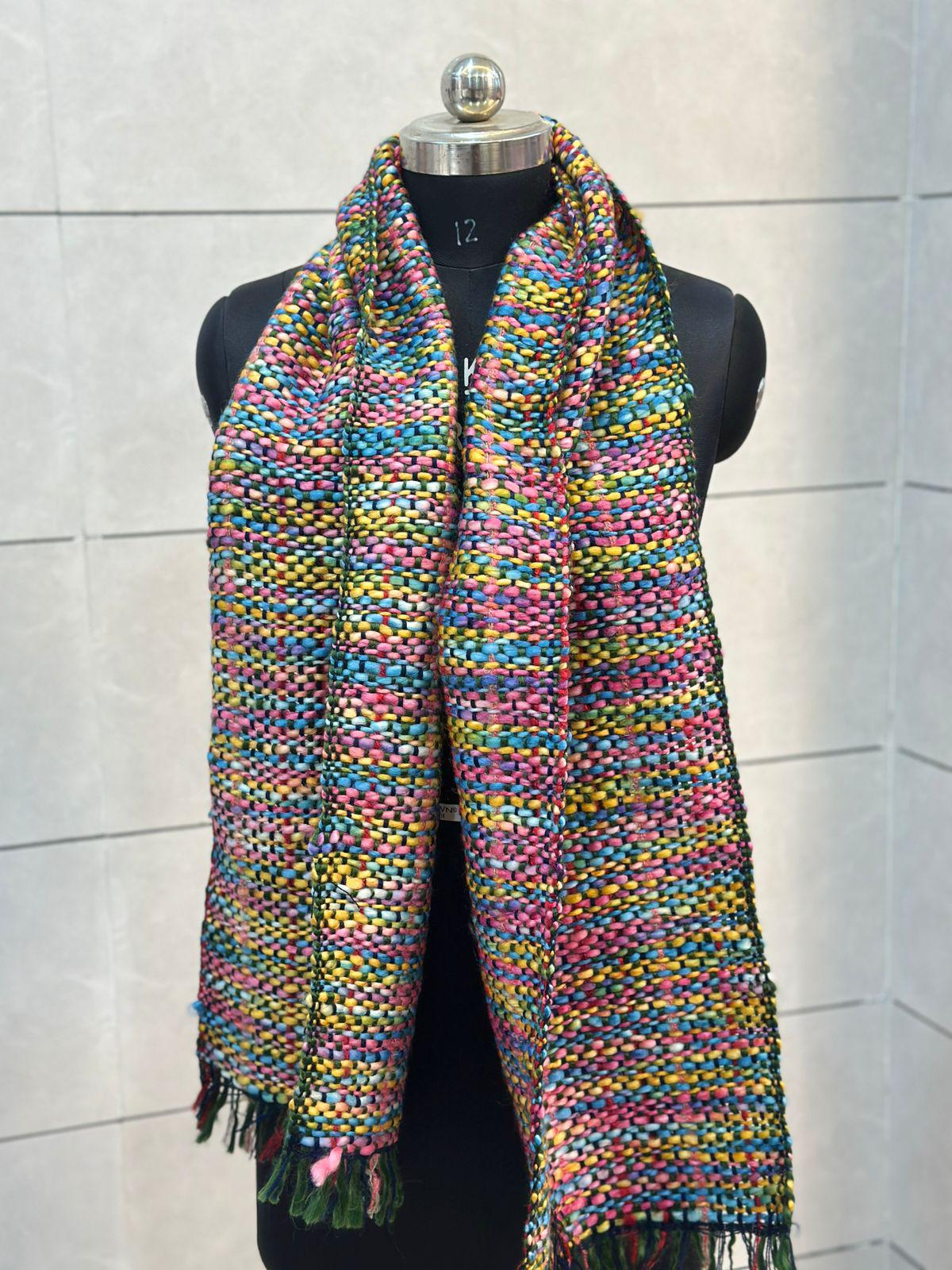 Handwoven Multicolor Chunky Winter Scarf – Boho Style